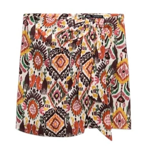 NEW ZARA PRINTED SKORT WITH KNOT MULTICOLORED | 8290/177 - Picture 1 of 10